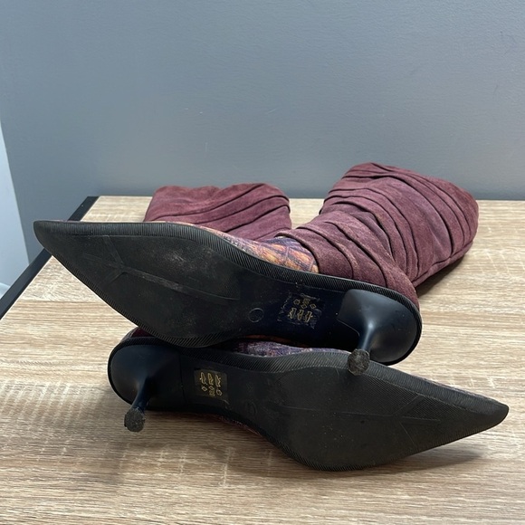 Romenni 80s Vibe Elegant Knee-High Kitten Heel Pointed Toe Boots Suede Snake 36 - Picture 8 of 15